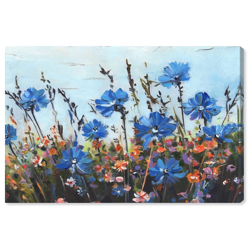 Wynwood Studio Canvas Floral and Botanical Blue Blooms Blue and Farmhouse Wall Art Canvas Print