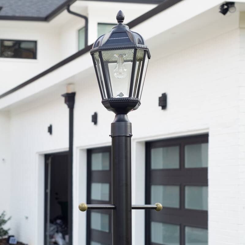 Gama Sonic Royal Bulb 1-Light Black Solar Post Light with 3" Fitter