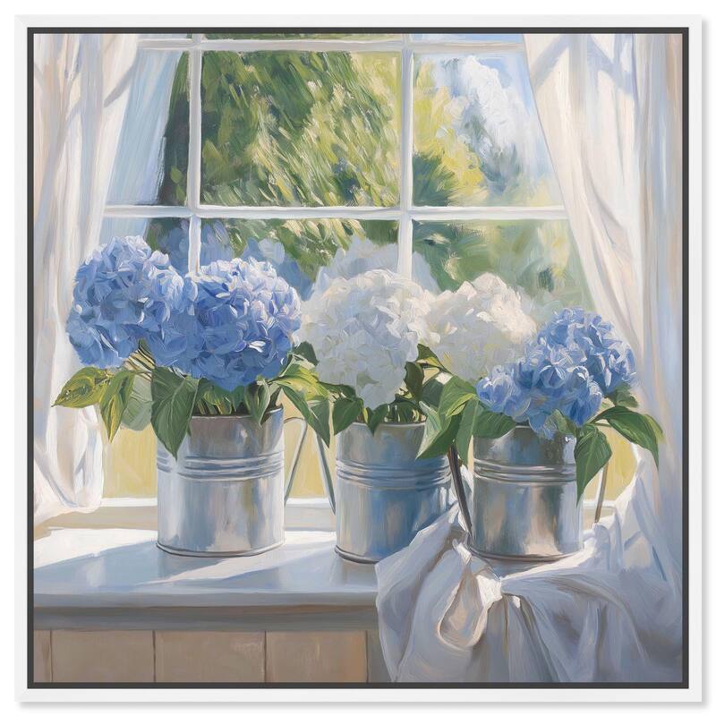 Window Bloom Canvas by Art Remedy - White - 24" x 24"