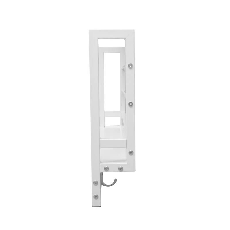 JJS Wall Mounted Floating Shelf with Coat Hooks & Key Holder Space-Saving Storage Rack for Books, Coats & Entryway Essentials