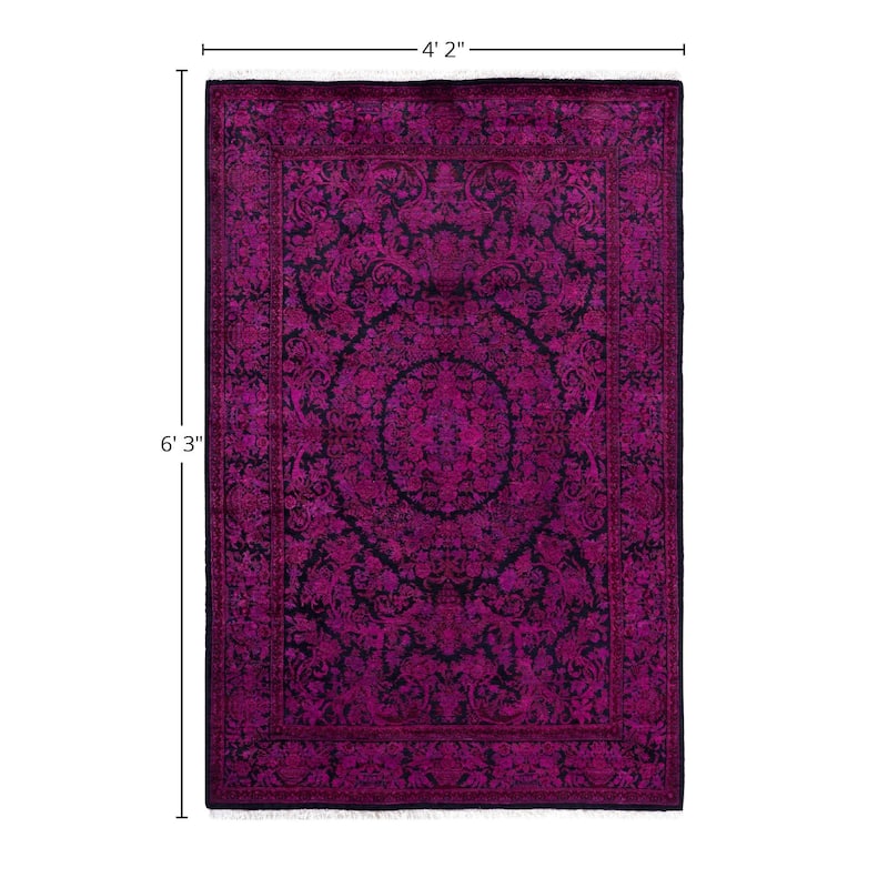 Overdyed One-of-a-Kind Hand-Knotted Area Rug - Purple - 4' 2" x 6' 3"