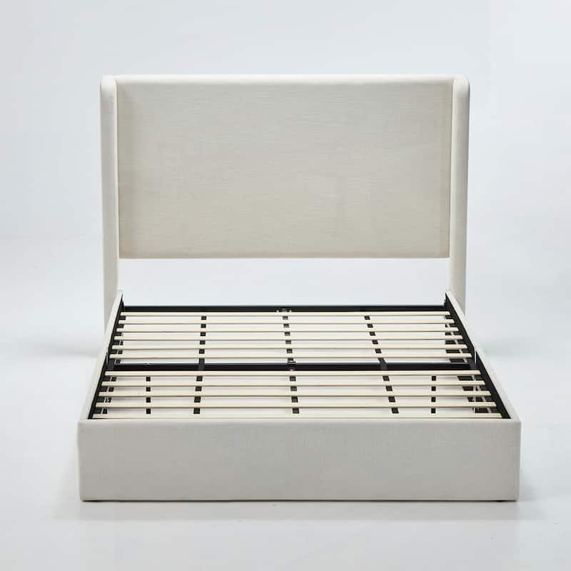 Upholstered Platform Bed Frame with Wingback Bed