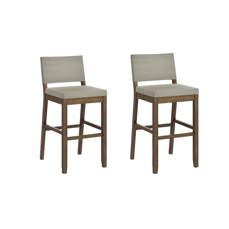 Nathan James Linus Modern Upholstered Bar Stool with Back and Solid Rubberwood Legs