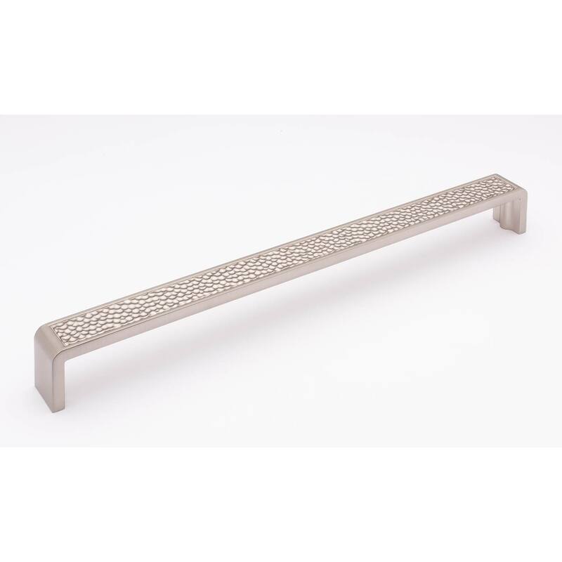 Sietto Hammered 12 Inch Center to Center Handle Cabinet Pull - Satin Nickel