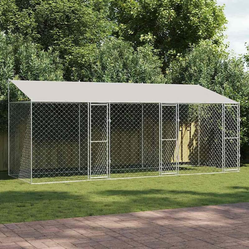 Dog Cage Silver 400/600/800 x 200 x 256 cm Galvanised Steel - 600 x 200 x 256 cm