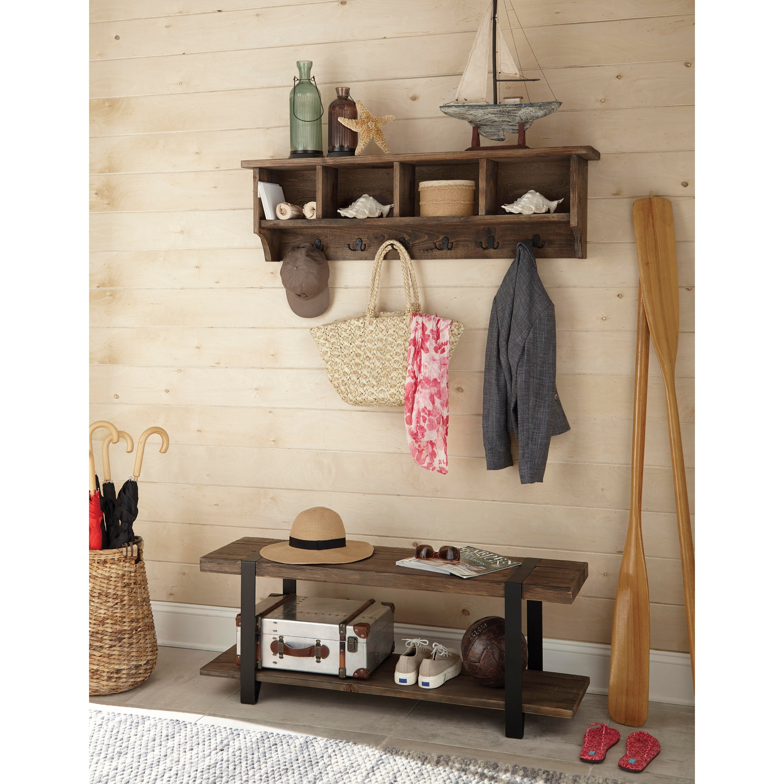 Carbon Loft Lawrence 48-inch Reclaimed Wood Wall Coat Hook - On