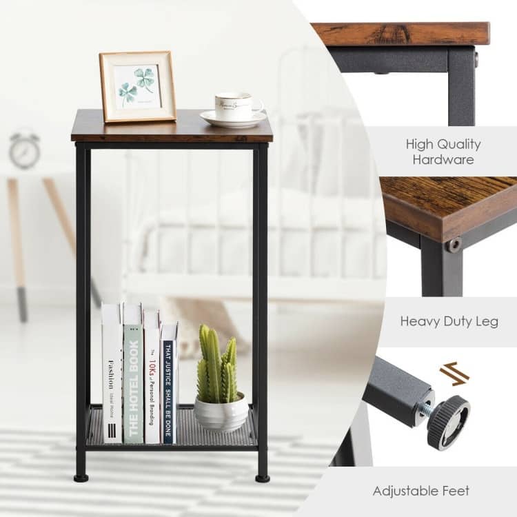 2-Tier Industrial Side End Accent Telephone Table - 15.5" x 12" x 28.5"(L x W x H)