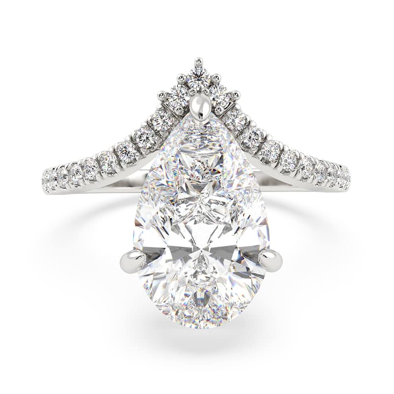 Auriya 14k Gold 5 1/2ctw Pear-Shaped Chevron Double Hidden Halo Diamond Engagement Ring (F-G VS) - White - 8.5