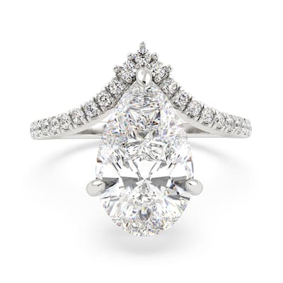 Auriya 14k Gold 5 1/2ctw Pear-Shaped Chevron Double Hidden Halo Diamond Engagement Ring (F-G VS)