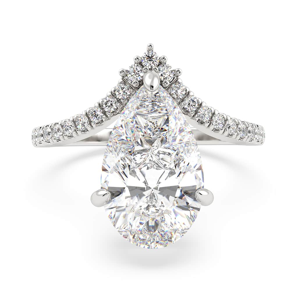 Auriya 14k Gold 5 1/2ctw Pear-Shaped Chevron Double Hidden Halo Diamond Engagement Ring (F-G VS)