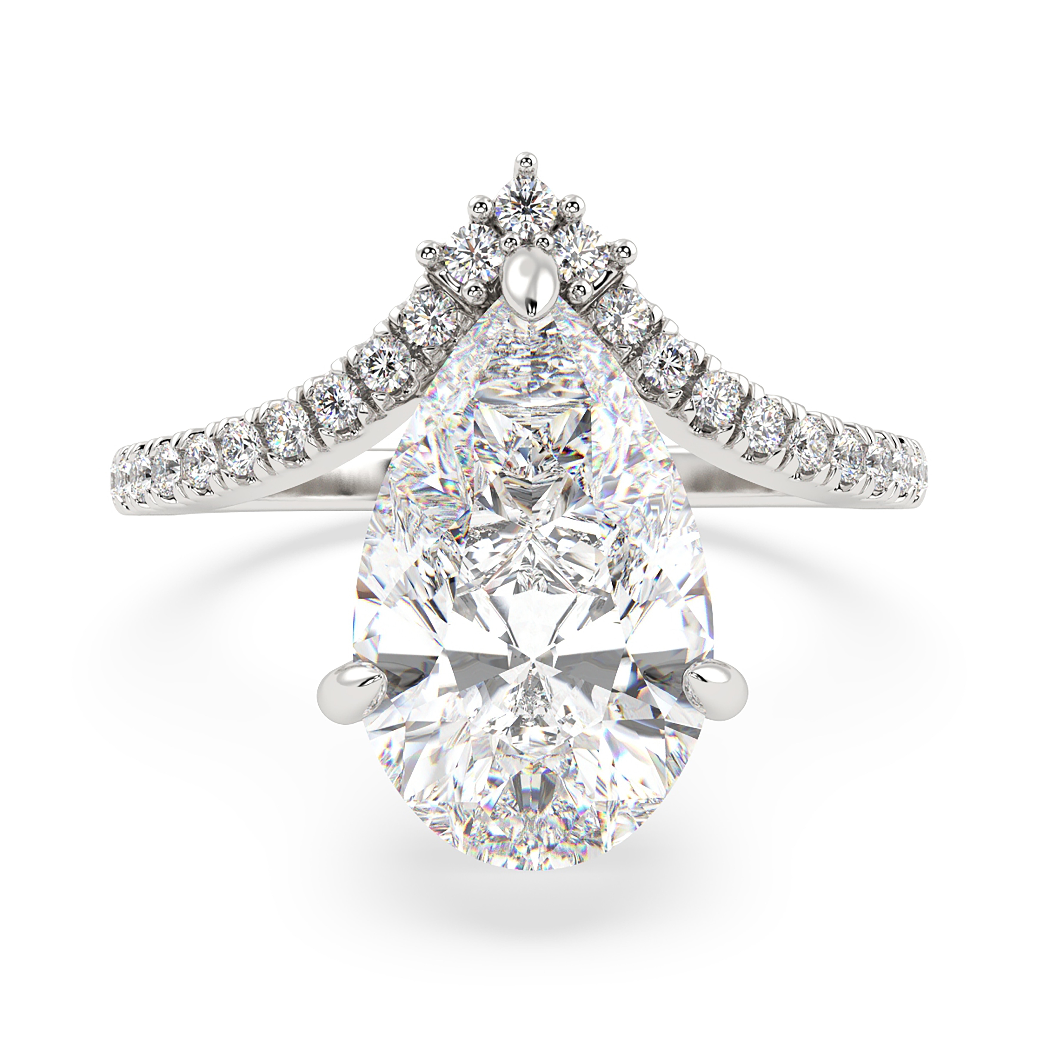 Auriya 14k Gold 5 1/2ctw Pear-Shaped Chevron Double Hidden Halo Diamond Engagement Ring (F-G VS)