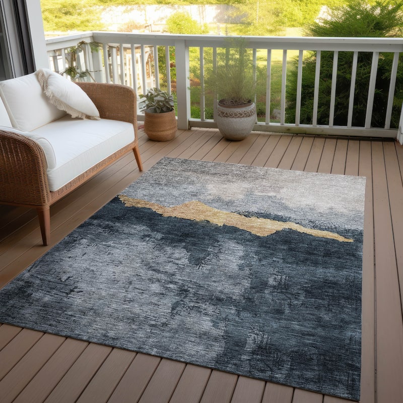 Machine Washable Indoor/ Outdoor Modern Contemporary Chantille Rug