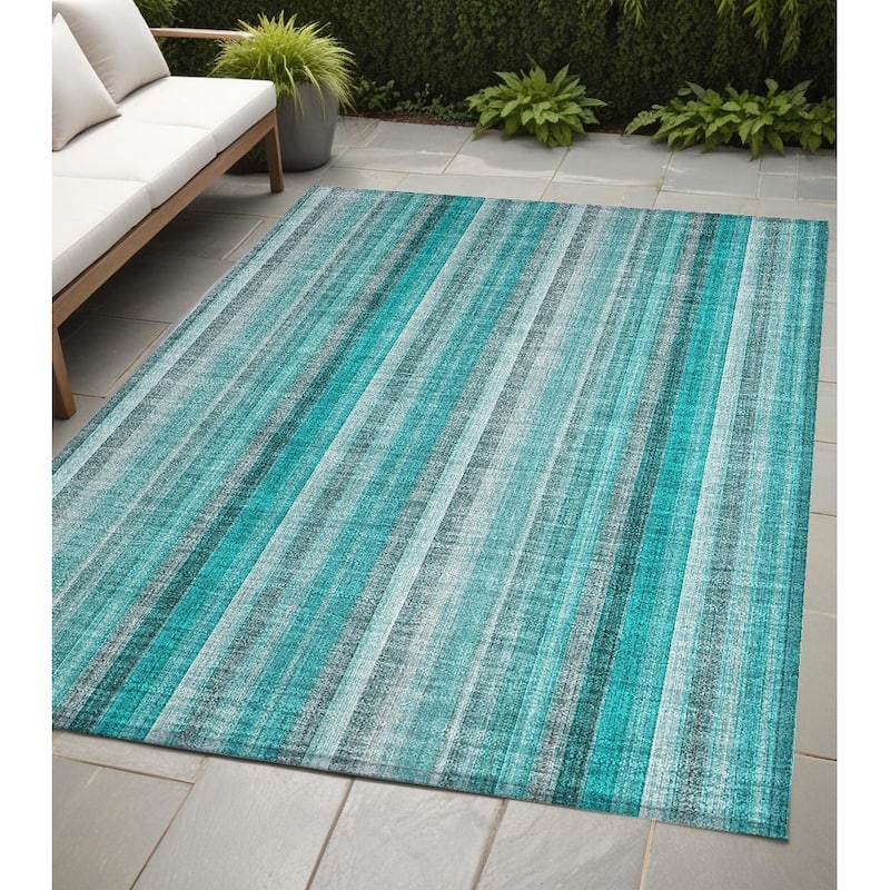 Alrifi Stripe Weather Resistant Blended Style Outdoor Rug - 5' X 8' - Multi