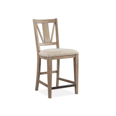 Magnussen Home Paxton Place Dovetail Grey Upholstered Counter Chair Two Pack - 18.25''W x 20.75''D x 40''H