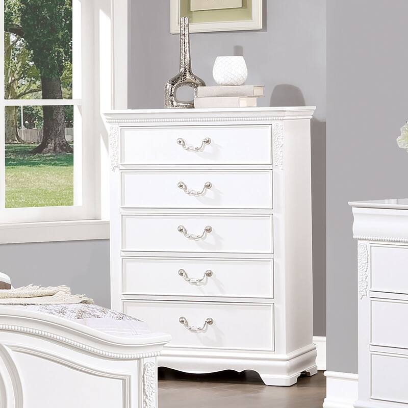 Furniture of America Pati Transitional White Wood 5-Drawer Chest - White
