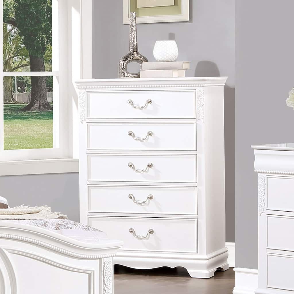 Furniture of America Pati Transitional White Wood 5-Drawer Chest