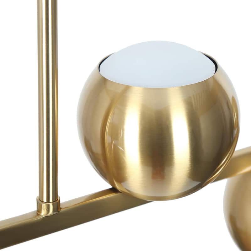 Modern 6-Light Gold LED Chandelier Metal Linear Island Lights for Dining Room