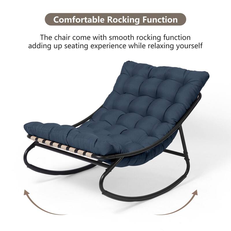 Outdoor Metal Frame Rocking Chair with Water-Resistant Cushions