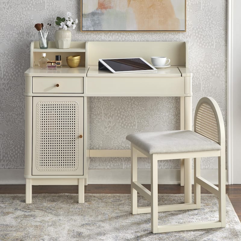 Lifestorey Bayview Rattan Vanity Set - Ivory