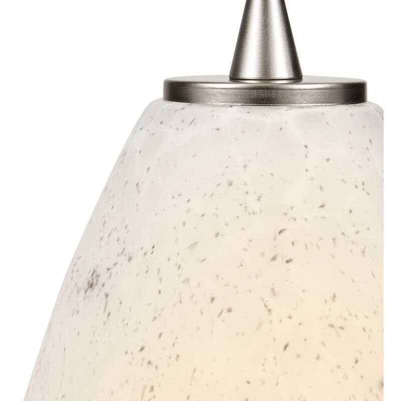 Access Lighting Champagne 1-Light Glass Pendant - Cord - Brushed Steel Finish - White Stone Glass Shade - Replaceable LED