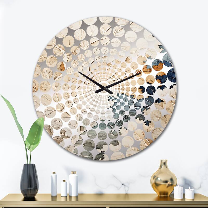 Designart "Blue And Beige Tree Amercian Basswood" Grey Tree Amercian Basswood Oversized Wall Clocks For Entryway - 36 In. Wide x 36 In. High