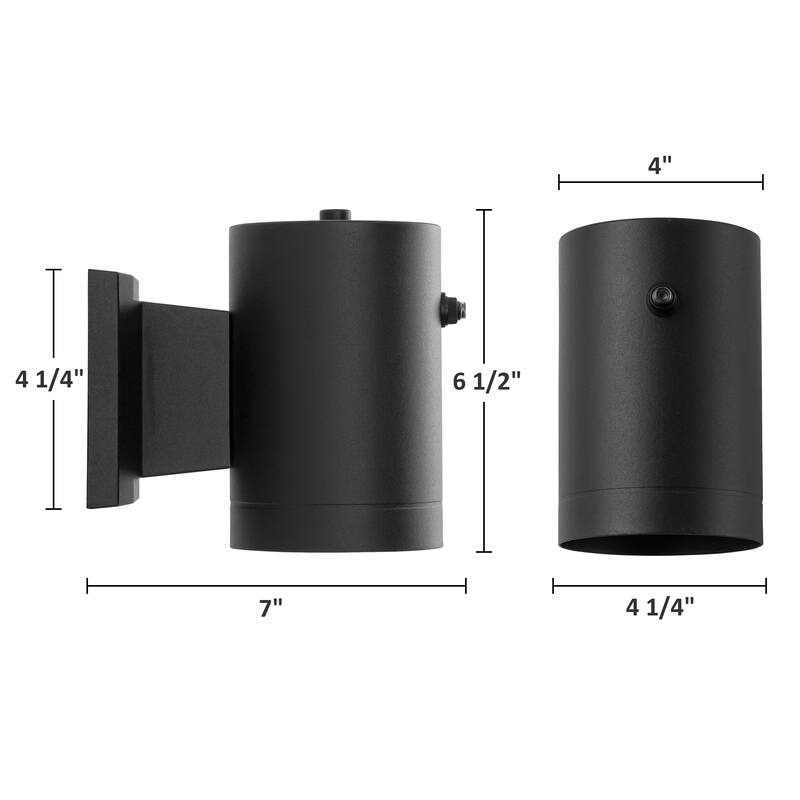 C Cattleya 2 Pack Black Dusk to Dawn Cylinder Outdoor Wall Sconce