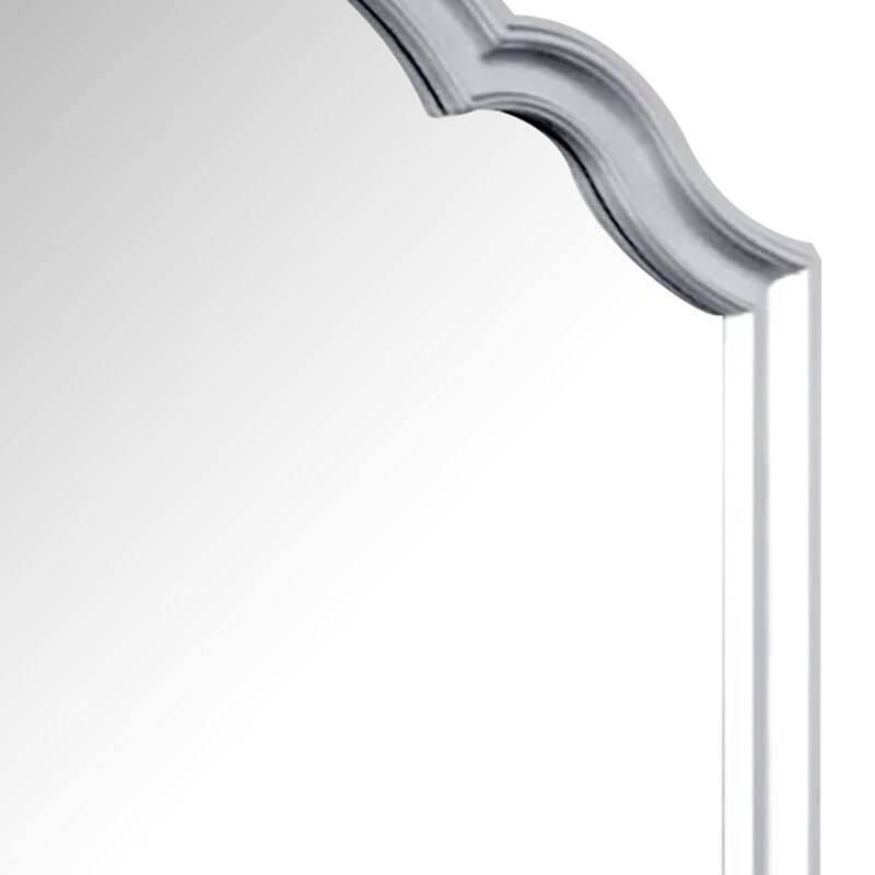 Eleena Dresser Mirror, Beveled Glass, Silver Solid Wood Frame, 41x42