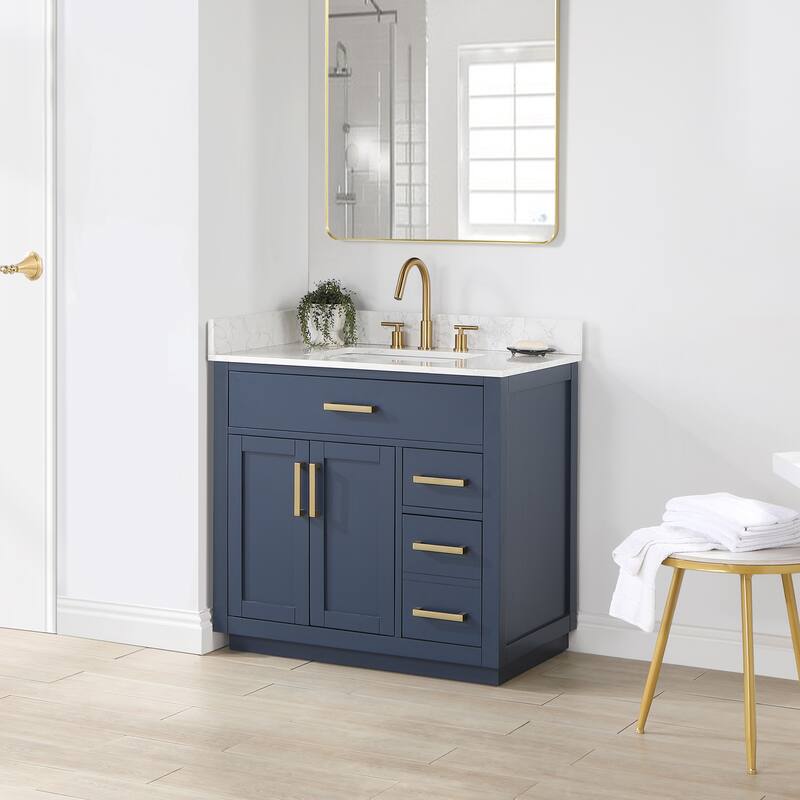 Altair Gavino Bath Vanity with Grain White Composite Stone Top, no Mirror