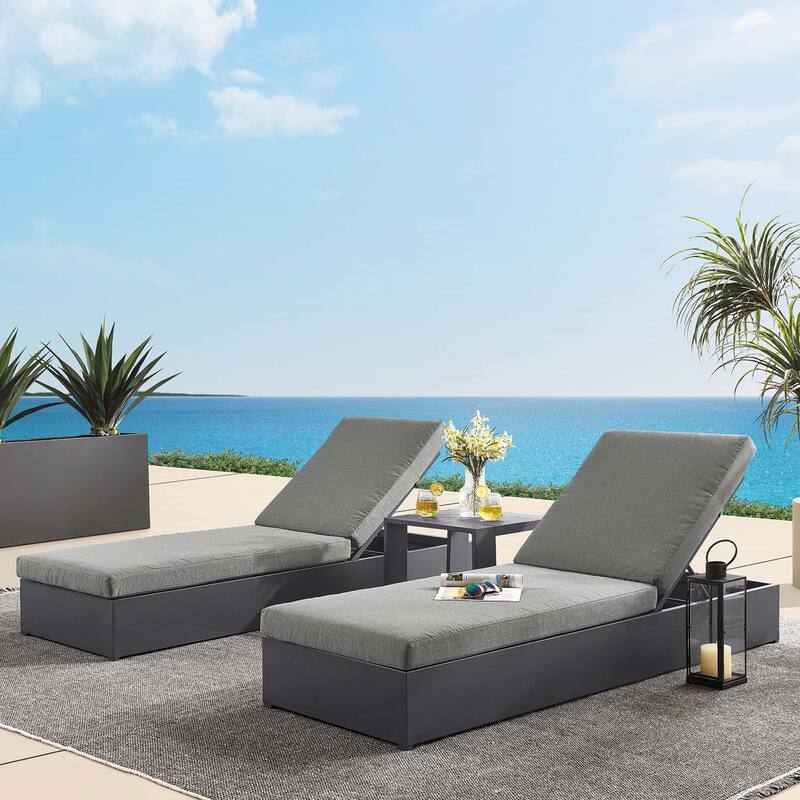 Tahoe Patio Aluminum 3-Piece Chaise Lounge Set - Charcoal