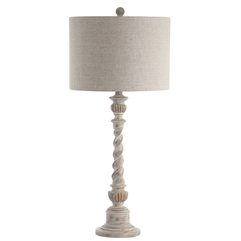 Blanche 33" Rustic Resin LED Table Lamp, White Wash by JONATHAN Y