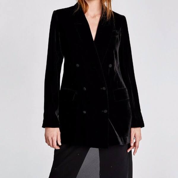 Shop Women S Suit Jacket Solid Color Double Breasted Velvet Casual