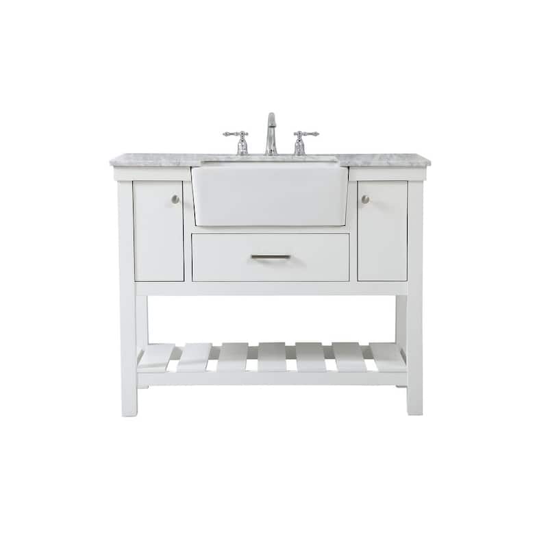 Elegant Lighting VF60142 Clement 42" Free Standing Single Basin Vanity - White - Painted