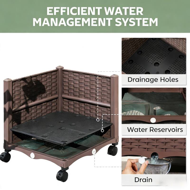 Rolling Garden Bed with Trellis, Locking Wheels Self-Watering System