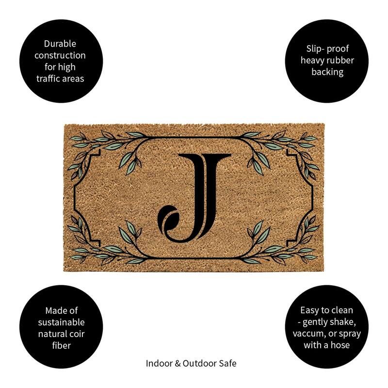 28 in. x 16 in. Monogram Coir Mat, Letter "J"