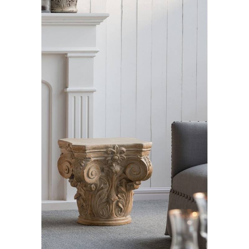 18.5 Brown and Beige Large Roman Column Cap Pedestal
