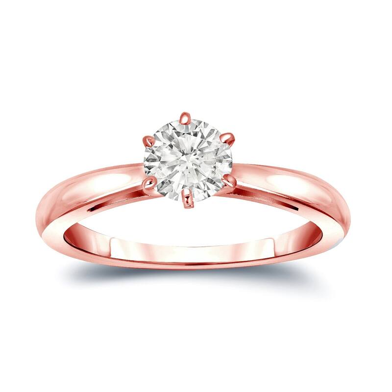 Auriya 14k Gold 1/3ctw Round Solitaire Diamond Engagement Ring 6-Prong