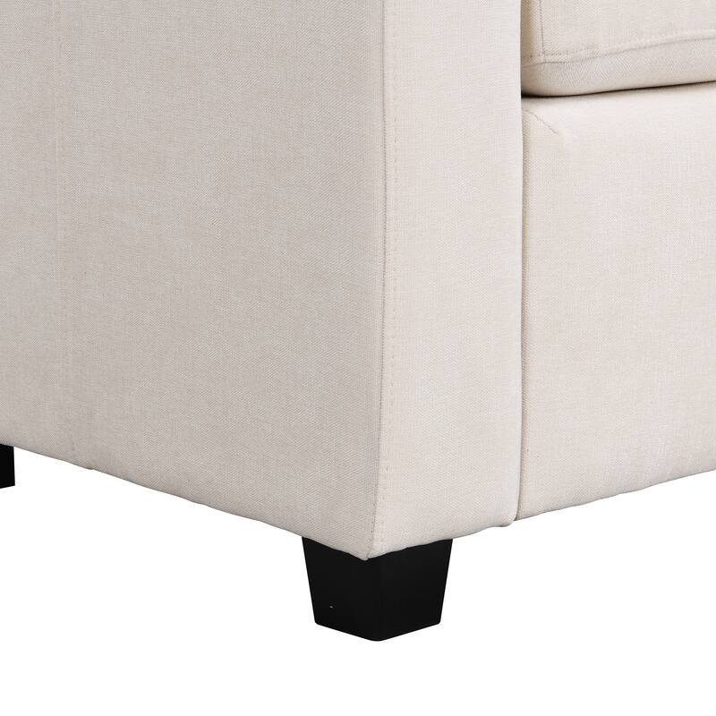 Living Room Chenille U-shaped Sectional Sofa, Pull out Sofa Bed with 2 USB Ports, 3 Back Pillows and Storage Chaise