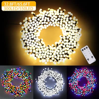 32.8/65.6FT Outdoor LED Pulg In 300/550-Bulb Mini String Lights