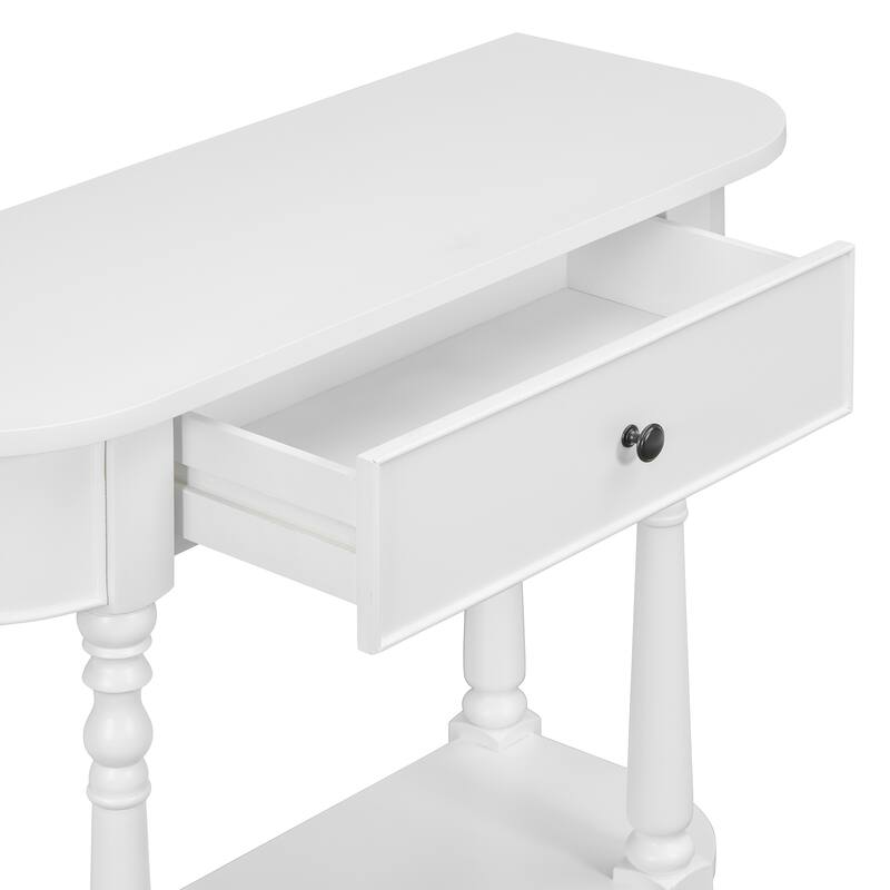 36" MDF Console Table with Drawer and Bottom Shelf and Carved Legs