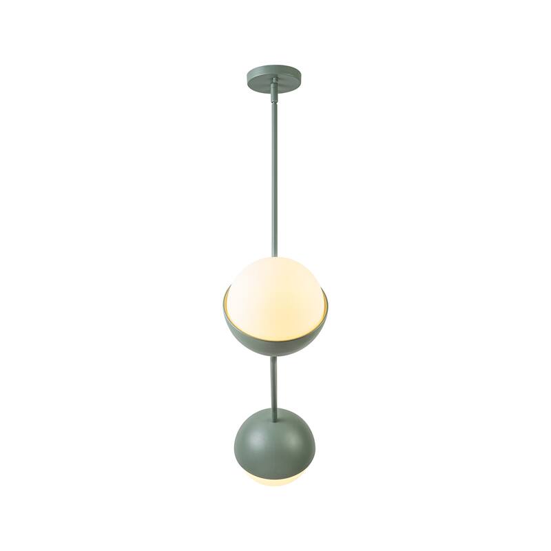 39" W Modern Asymmetric Green Pendant for Kitchen Island with Milk Glass Globe Shade - 38.6 in. W x 13.4 in. H x 7.5 in. D
