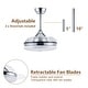 preview thumbnail 12 of 29, 36" Black Crystal Retractable Ceiling Fan with LED light and Remote