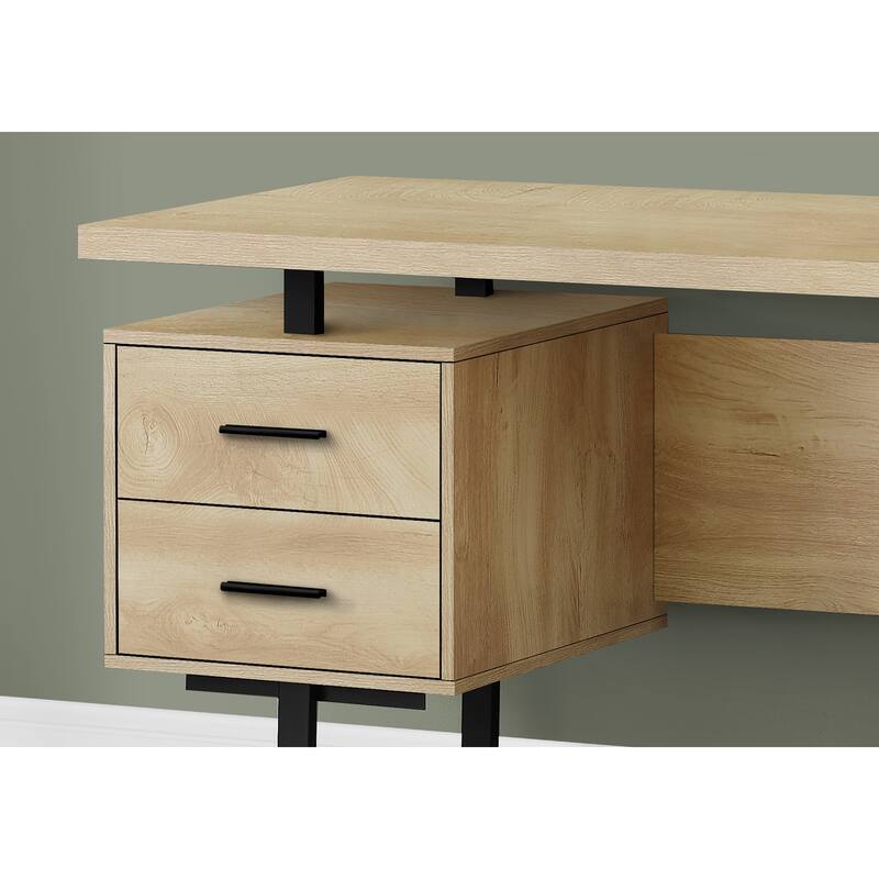 60" Contemporary Computer Desk with File Storage and Drawers, Reversible Setup for Home Office