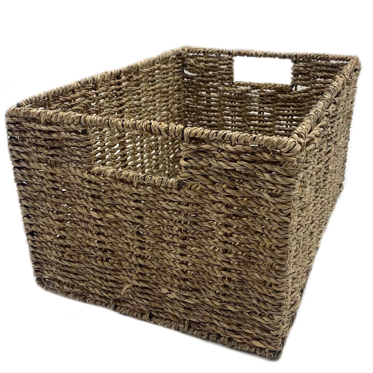 Woven Grass Knock down Rectangular Storage Baskets Case of 6