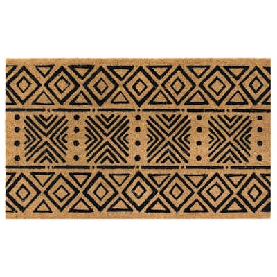 Liora Manne Natura Mudcloth Outdoor Mat Black 18"x30"