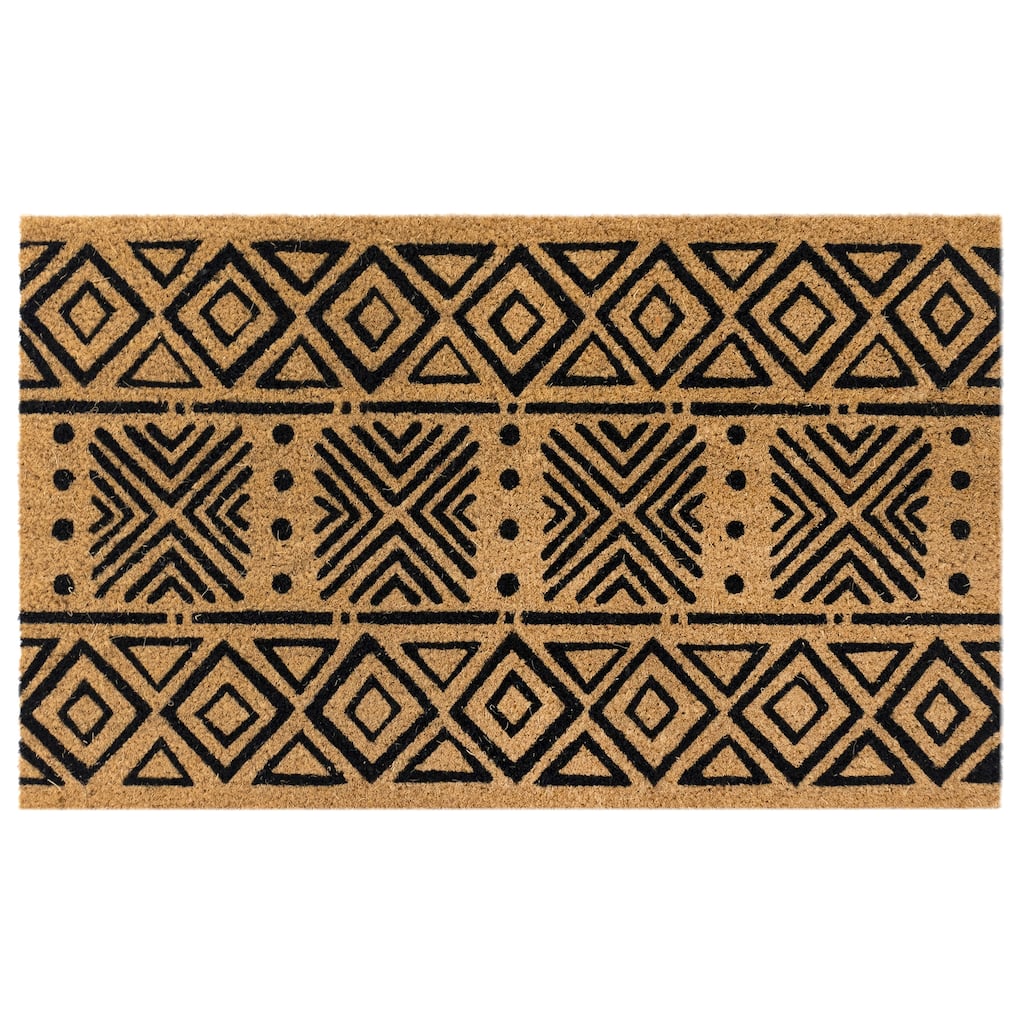 Liora Manne Natura Mudcloth Outdoor Mat Black 18"x30"