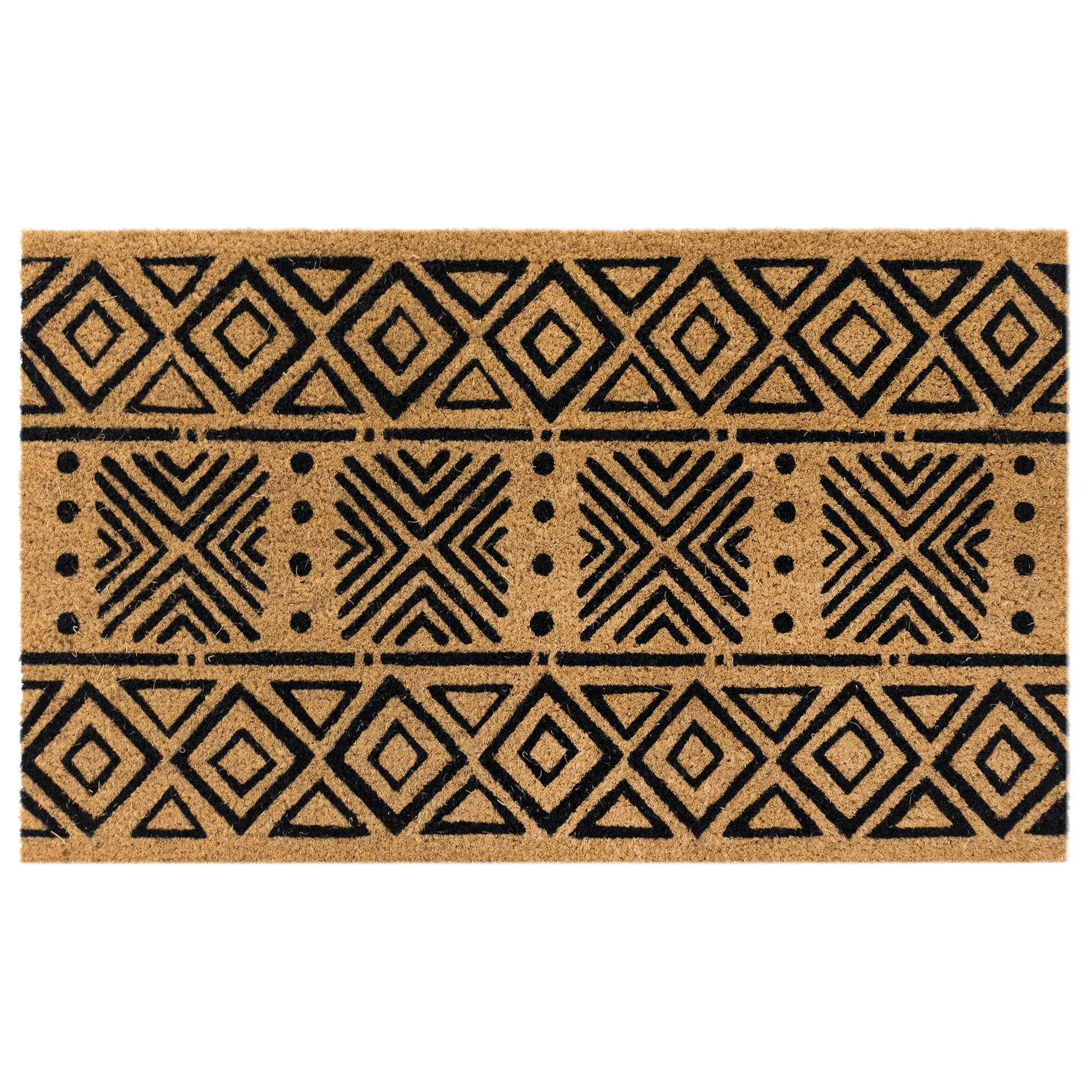 Liora Manne Natura Mudcloth Outdoor Mat Black 18"x30"
