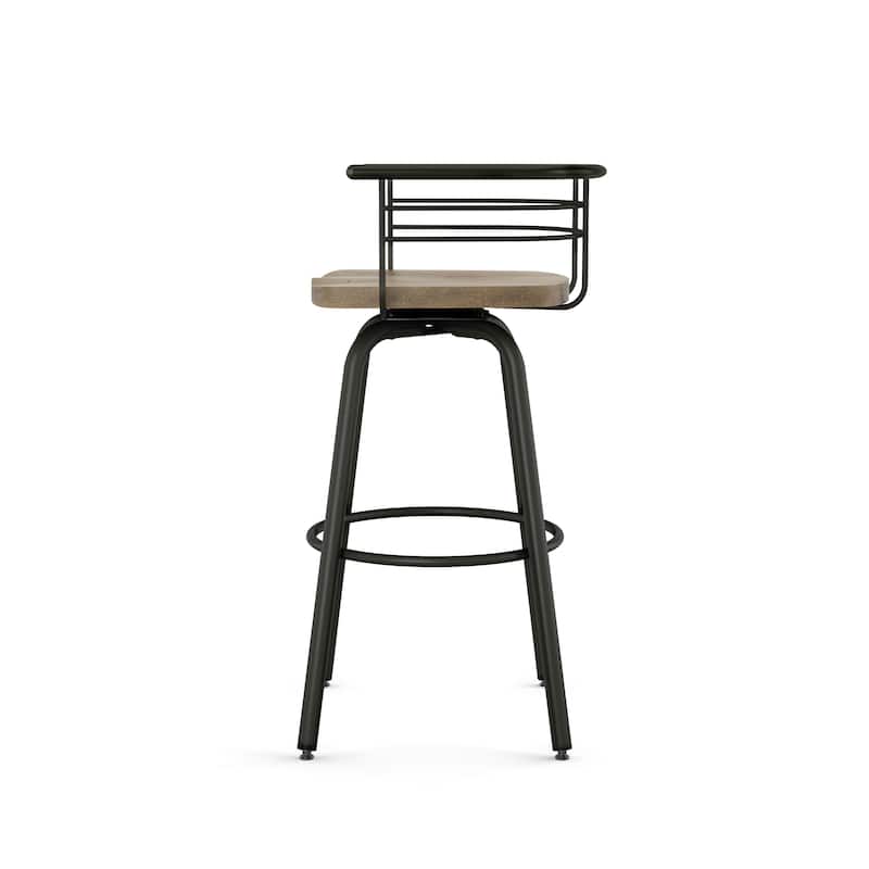 Amisco Brisk Swivel Counter Stool with Distressed Wood Seat