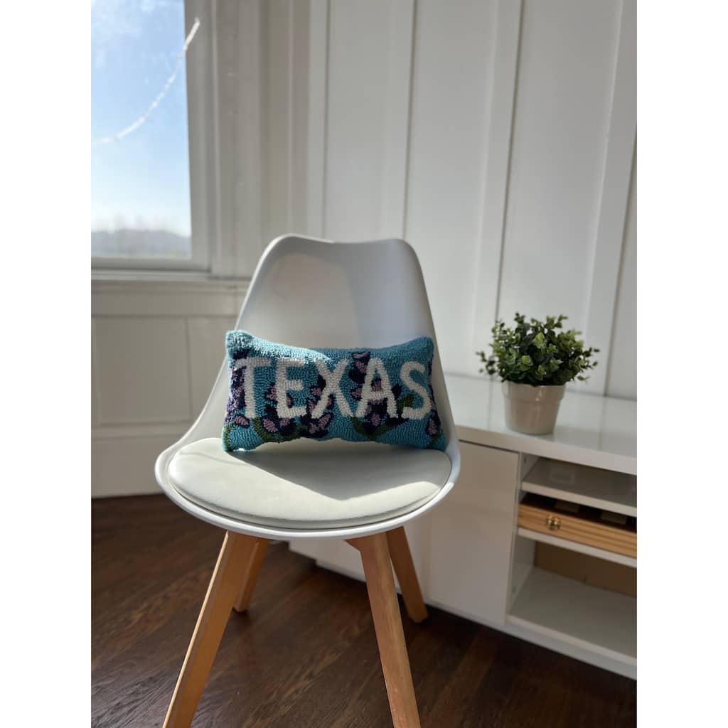 Texas Blue Bonnet Hook Pillow, 9x16"