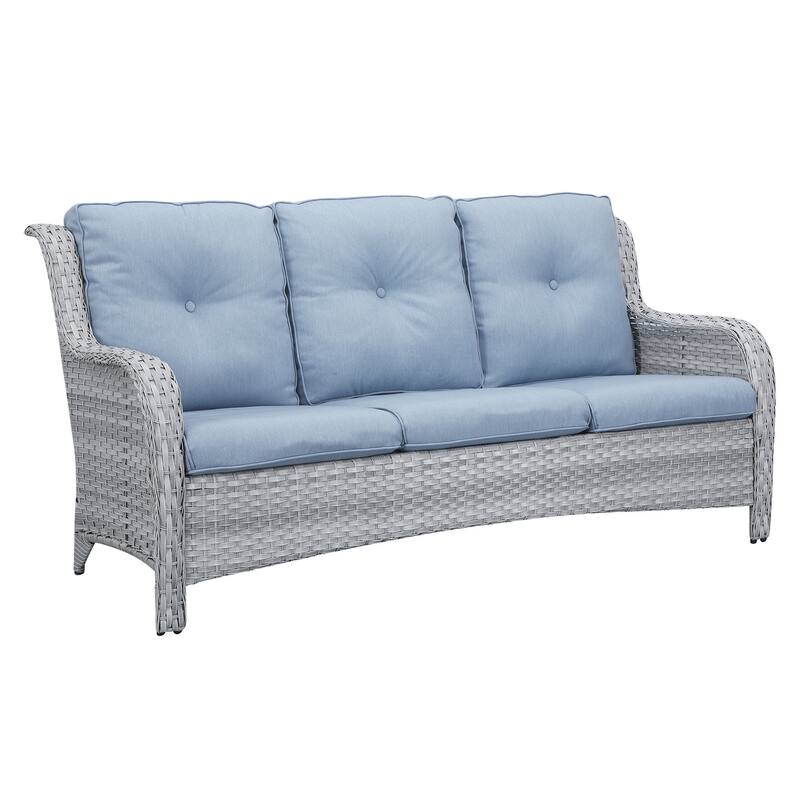 Gymojoy Outdoor 3-Seat Sofa Pario Chair Coffee Table with Cushion