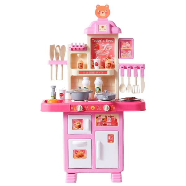 slide 2 of 11, 48 Piece Pink Plastic Kids Kitchen Playset Toy Ideal Gift for Birthdays or Any Special Occasion - 18.5 x 9.4 x 30.7 in